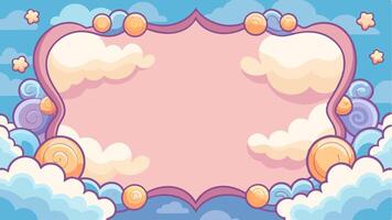 Pastel Sky Frame with Clouds Stars and Swirls for Presentations vector