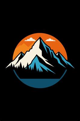 Striking Mountain Landscape Logo Emblem with Geometric Style and Bold Colors