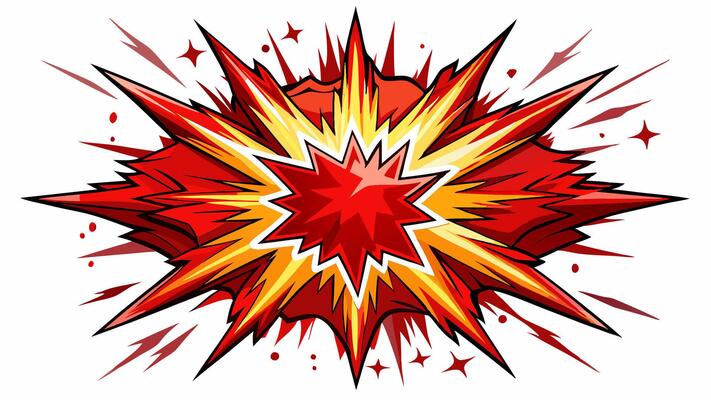 Comic Book Style Explosion with Red and Yellow Colors on White