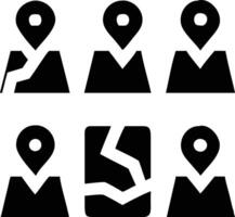 Location Icons Set, A collection of stylized map markers representing location with the pin icon set. The pin icon represents navigation. vector