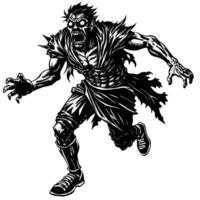 scary Halloween zombie cartoon in white art board vector