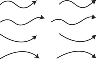 curvy and wavy right side arrows pointing set. Driving direction mark. halftone arrow icons vector