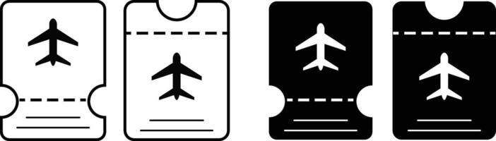 plane ticket icon set. airplane ticket with a plane symbol. representing air travel. flight information symbol. Boarding pass symbols. Airline Pass sign vector