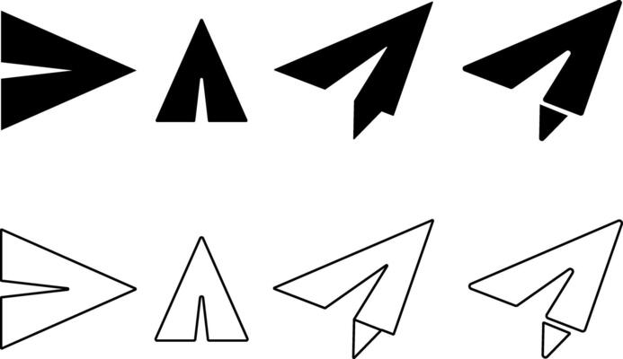 Paper rocket icon set. shuttle paper icons. share symbol. send message symbol. Message sent buttons