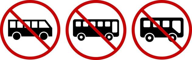 No bus icon set. Parking prohibited symbol. No parking. indicating vehicle prohibition restriction. Red prohibition sign. Stop signs vector