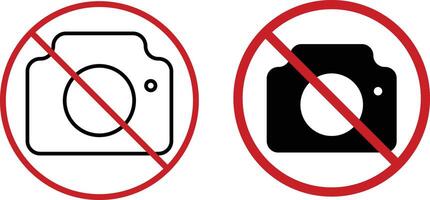 Prohibited symbol sign set. no camera. Stop photograph warning symbol vector