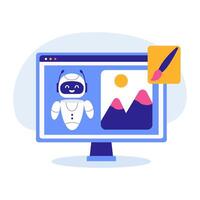 AI technology in art creation. Illustration with AI chat bot using for art. Art with Artificial intelligence. vector