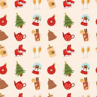 Seamless pattern with christmas and winter elements. Christmas pattern seamless. vector