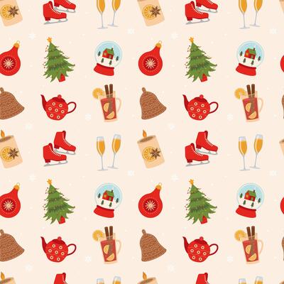 Seamless pattern with christmas and winter elements. Christmas pattern seamless.