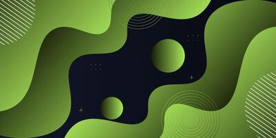 Abstract green wave design on dark background. Trendy shape pattern with fluid style. Simple banner design. Eps10 vector