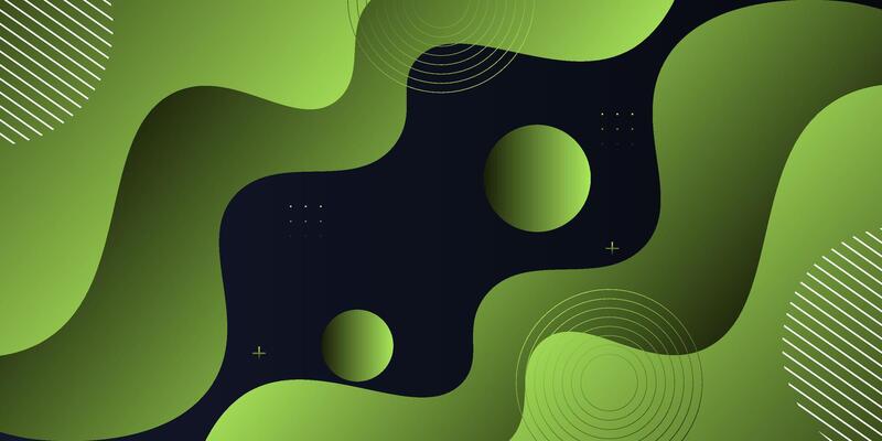 Abstract green wave design on dark background. Trendy shape pattern with fluid style. Simple banner design. Eps10
