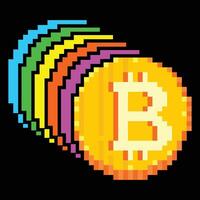 rainbow bitcoin pixel art vector