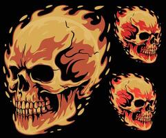 Conceptual illustration of a skull on fire. vector