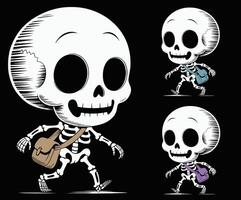 Drawing of a skeleton walking and smiling. vector