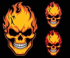 Concept art showing a skull engulfed in fire. vector