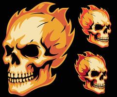 Sketch of a flaming skull as part of a concept illustration. vector