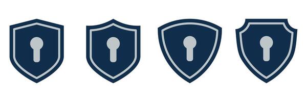 Colored Shield Icon with Keyhole Symbol. Digital Protection Emblem for Cyber Security, Privacy Lock, Login Safety, and Data Access Interface vector