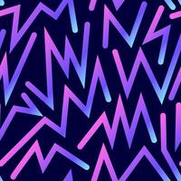 Seamless pattern of neon gradient zigzags on a dark background vector