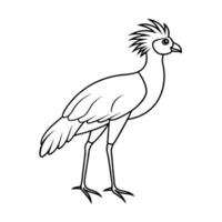 Secretary Bird Line Art Illustration vector
