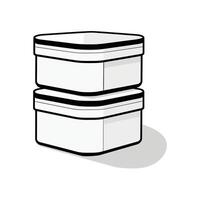 Two stacked white containers with black outlines create a minimal storage solution vector