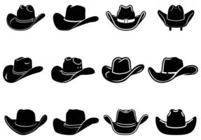 Collection of twelve different shapes of cowboy hats are seen in this transparent image vector