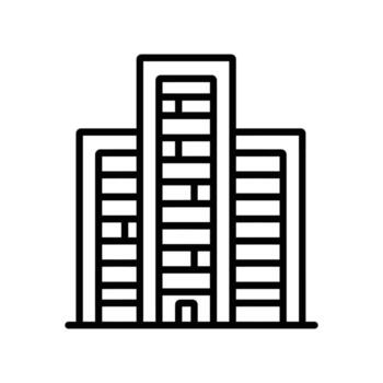 Minimalist building facade reveals modern architecture through a simple, transparent line rendering vector