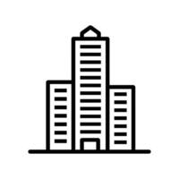 Outline shows a modern skyscraper with many windows, set on a transparent background vector