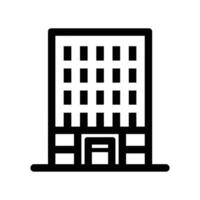 An outlined building icon displays multiple floors and windows against a transparent backdrop vector
