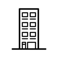 Simple line art illustration showing a modern office building on transparent background vector