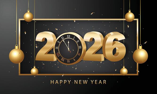 gold 3D Text for New Year 2026