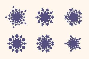 Collection of six abstract floral patterns isolated on white background vector