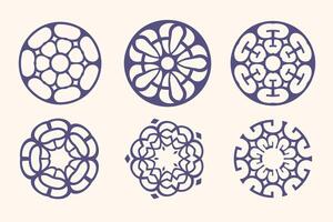 Collection of circular decorative patterns isolated on white background vector