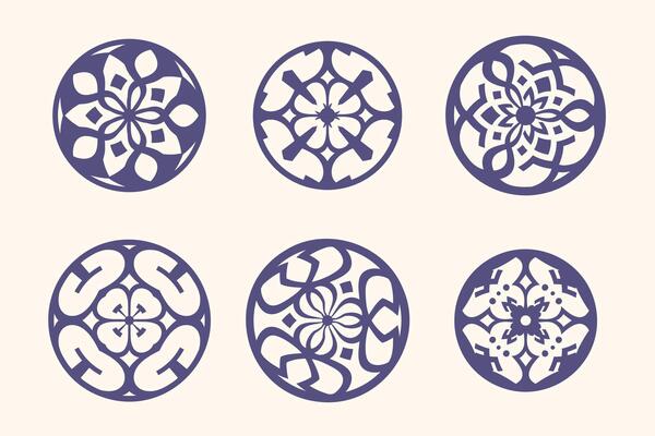 Seamless pattern of floral mandala isolated on white background