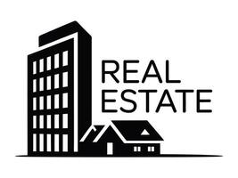 Modern real estate logo design featuring a building and a house concept for business vector
