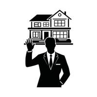 Real estate agent showing home symbolizing property investment and home ownership vector