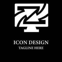 Computer recycle process icon logo design vector