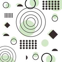 Retro Modern Geometric Pattern with Dots and Concentric Circles in Soft Green vector