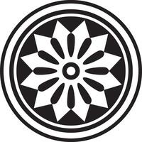 round Assyrian black monochrome ornament. Circle, border, frame of Mesopatamia. Pattern, ring of the ancient East vector