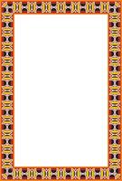 square European gold with red ornament. Rectangular pattern, circle, ring of the Middle Ages. Revival border. Decorations of palaces and churche vector
