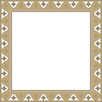 black and gold square gothic ornament. Medieval European rectangle, border. Classic pattern of the Germans, Angles, Saxons, Frank