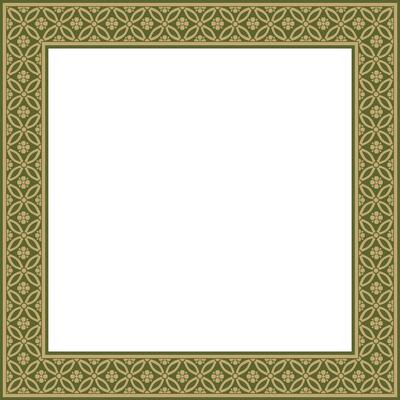 golden with green Chinese rectangle, frame. Square ornaments of oriental peoples, korea, china, hong kong, indonesia