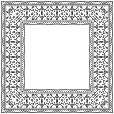 black contour square Turkish national ornament. Ottoman border, frame. Ethnic floral rectangle, Seljuk Turks pattern. Decoration of the Sultan palaces.