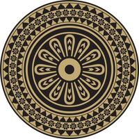 round Assyrian gold and black ornament. Circle, border, frame of Mesopatamia. Pattern, ring ancient East vector