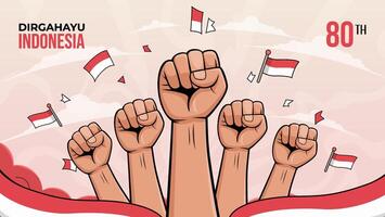 Celebration of Indonesia Independence Day With Fists Raised in Unity vector
