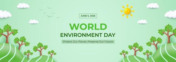 Illustration Celebrating World Environment Day with Nature Elements and Positive Message vector