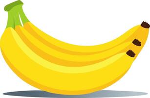 Modern flat design of bright yellow bananas with subtle shadows, arranged naturally on white background, ideal for digital food art and health-themed designs. vector
