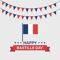 happy bastille day background with flags and bunting illustration vector