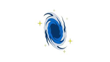 Digital swirl abstract vortex with sparkles stars 2D cartoon object animation. Whirlpool spiral. Black hole. Space phenomena. Twist whirl animated flat colorful item 4K isolated on white video