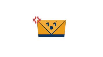 Angry email envelope expressing frustration 2D cartoon object animation. Spam phishing scam. Frustrating digital communication. Inbox stress animated flat colorful item 4K isolated on white video