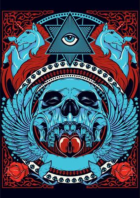 Vintage Roses and Skull Graphic Tee Design Retro Rock Tshirt Art